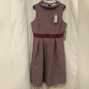 Eva Mendes Striped Maroon and White Dress  - Large